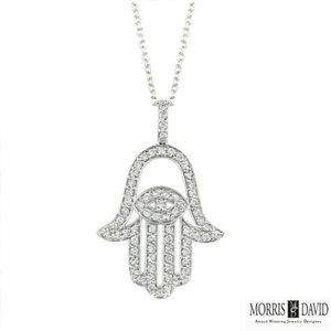 0.88 Carat Natural Diamond Hamsa Necklace